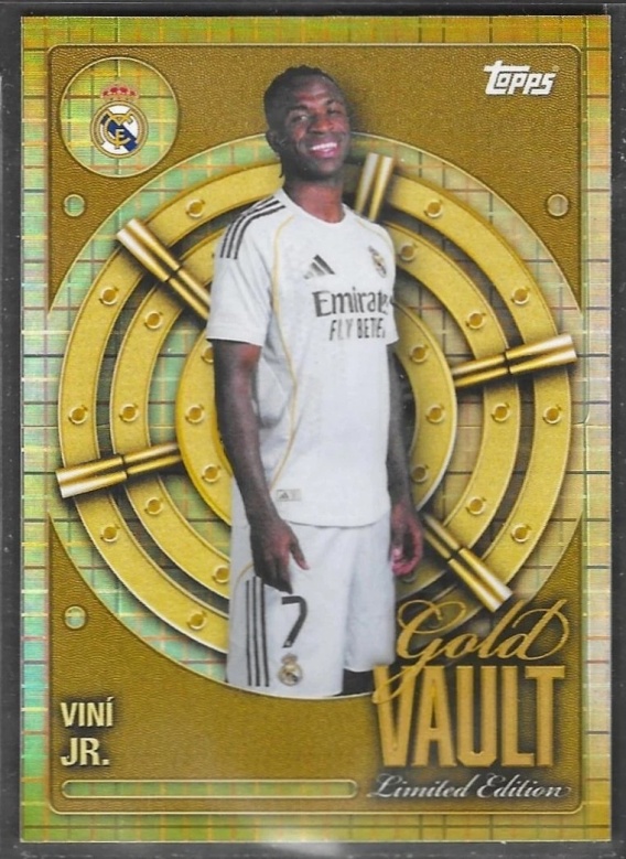 Real Topps GV-8 Viní Jr. Real Madryt CF Gold Vault Limited Edition Topps Collector ...